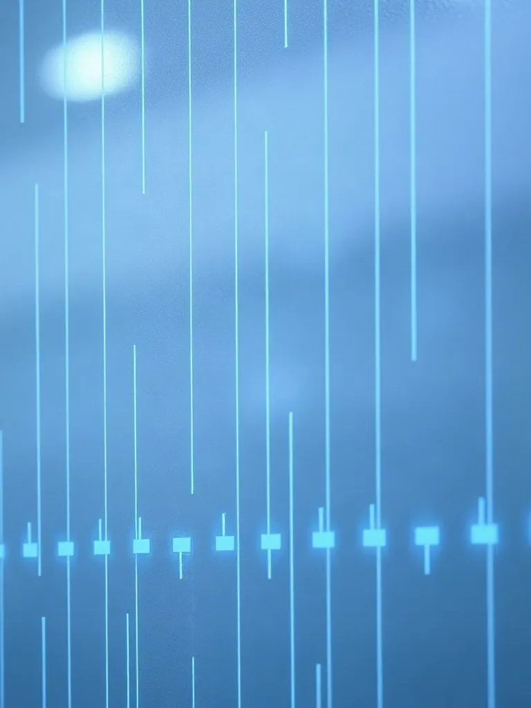 Paneles de cristal translúcido con líneas de datos